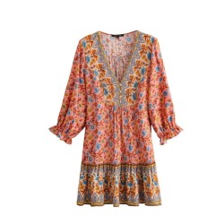 Floral Print Vestido Bohemian Dress