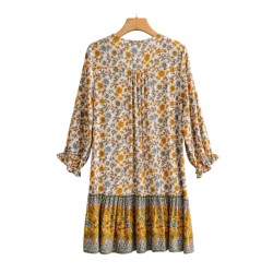 Floral Print Vestido Bohemian Dress
