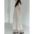 Cotton Linen Sleeveless Women's Long Dresses Solid O-Neck Style