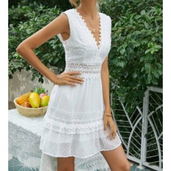 White Embroidery Lace Cotton Dress
