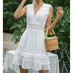 White Embroidery Lace Cotton Dress