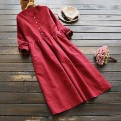 Embroidery Collar Vintage Long Shirt Dress