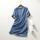 Embroidery  Straight Denim Dress
