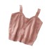 Women Knitted Crop Tops Button Up V-Neck Sleeveless Straps
