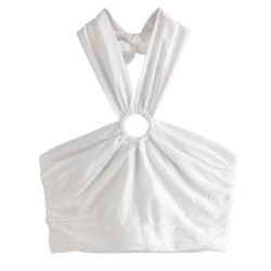 Printed Crop Top Elastic Bust Casual Chic Lady Halter Top