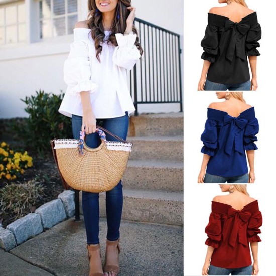 Sexy Off Shoulder Bowknot Blouse
