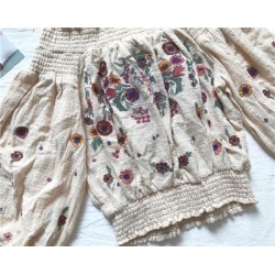 Boho blouse floral Embroidery sexy off shoulder chic Hippie