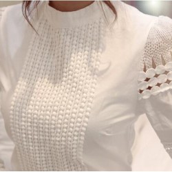 Blouses Slim Bottoming Long-sleeved White Shirt Lace