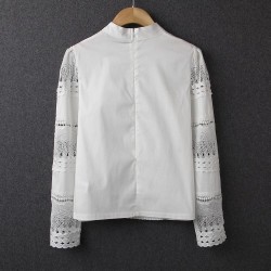 Blouses Slim Bottoming Long-sleeved White Shirt Lace