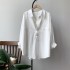 Minimalist Loose White Shirts for Women Turn-down Collar Solid