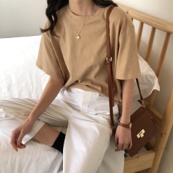 T Shirt Women Solid Fresh Casual