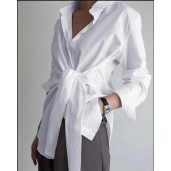 fashion shirt blouse long sleeve ruched solid color blous