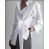 fashion shirt blouse long sleeve ruched solid color blous