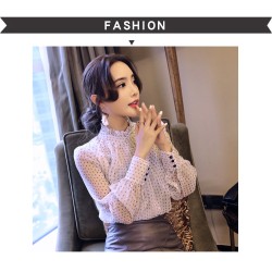 lace chiffon blouse women shirt long sleeve tops and blouses
