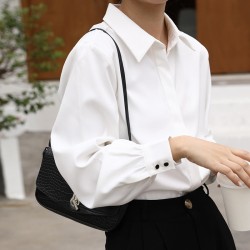 Style Formal Women White Shirts Turn-Down Collar Blouse Tops