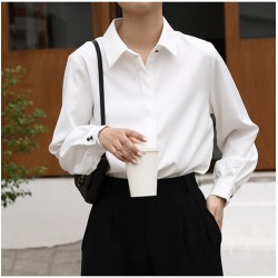 Style Formal Women White Shirts Turn-Down Collar Blouse Tops