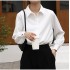 Style Formal Women White Shirts Turn-Down Collar Blouse Tops