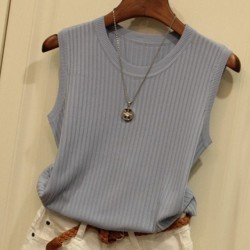 Knitted Vests Women Top O-neck Solid Tank Blusas Mujer De Moda