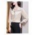 Ruffles Chiffon Shirts Women's Clothing Office Lady Long Sleeve