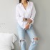 Long Sleeve Ladies Tops Blouses Plus Size Button Casual Cotton White Shirt
