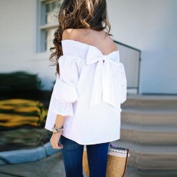 Sexy Off Shoulder Bowknot Blouse