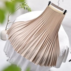 Women's Elegant Solid Color Midi Skirt High Waist