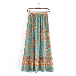 Bohemian Floral Print Beach Maxi Long A-Line Skirt