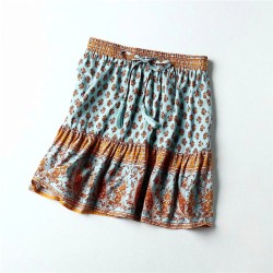 Vintage Chic Happie Floral Print Beach Bohemian Skirt