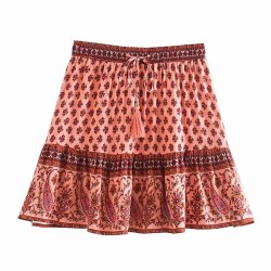 Vintage Chic Happie Floral Print Beach Bohemian Skirt