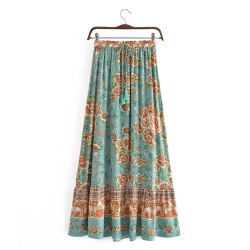 Bohemian Floral Print Beach Maxi Long A-Line Skirt