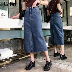 Fashion Slim Simple Blue High Waist Skirt