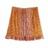 Floral Printed Bohemian Rayon Cotton Elastic Waist Mini Boho Skirts