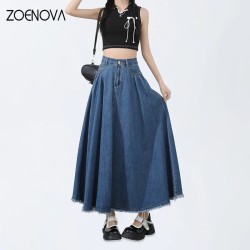 Style Soft Lyocell Ice Silk Denim Skirt Office Ladies Fashion