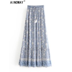 Vintage Chic fashion Hippie beach Bohemian floral print skirts
