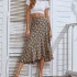 Women Floral Print Ruffles Pleated Boho Skirt
