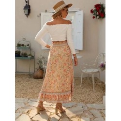 Vintage Chic Fashion Floral Print Beach Bohemian Long Skirts