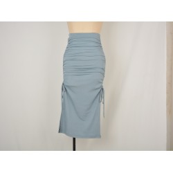 Knitted Skirts with Slits Lace Up Skinny Black High