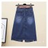 High Waist Denim Skirt Vintage One Split Wrap Hip A-line