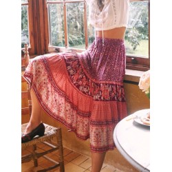 Vintage Chic Fashion Floral Print Beach Bohemian Skirts