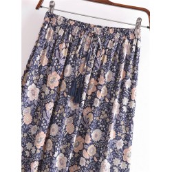 Vintage Chic Hippie Summer Tassel Elastic Waist Boho Skirt