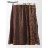 Leopard Print Suede Skirt Long Autumn Vintage A Line Maxi Skirts