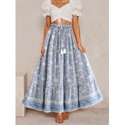 Vintage Chic fashion Hippie beach Bohemian floral print skirts