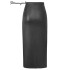 Long Black Leather Skirt With Slit Slim High Waist Office PU Skirts