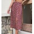 Elegant leopard print midi skirt Ruffles high waist A-line skirt