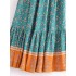 Fashion Floral Print Beach Bohemian Pleated Skirt Rayon Maxi Skirts