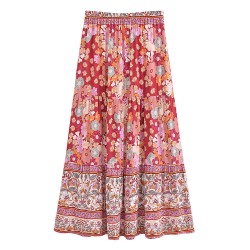 Vintage Chic Summer Tassel Elastic Waist Boho Skirt