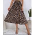 Vintage leopard print pleated punk rock midi skirt