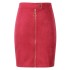 Vintage Style  Front Zipper Button Suede Mini Pencil Skirt