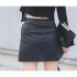 Skirt PU Leather Sexy Mini With Pockets Zipper A-line