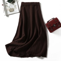 Knitted long skirt winter warm sweater stripe A-line maxi skirts